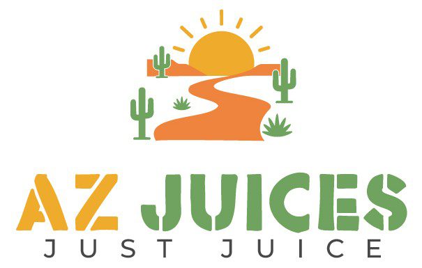 AZ Juices logo with sun, pathway, cacti